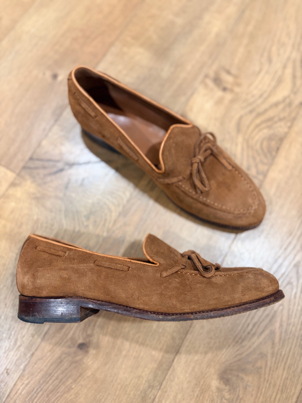 MEERMIN cognac suede deconstructed loafer - Size 10
